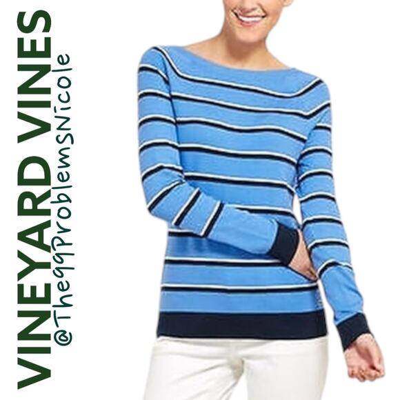Vineyard Vines Blue Striped Sweater - Picture 1 of 7
